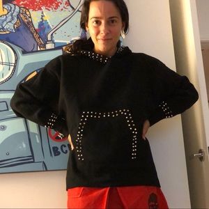 Zara studded hoodie. Black. Medium.